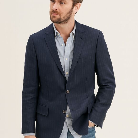 J. CREW Blue Lightweight Stripe Sports Blazer Jacket  Mens Size 38R - Picture 1 of 10